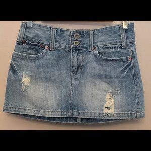 Distressed Denim Skirt